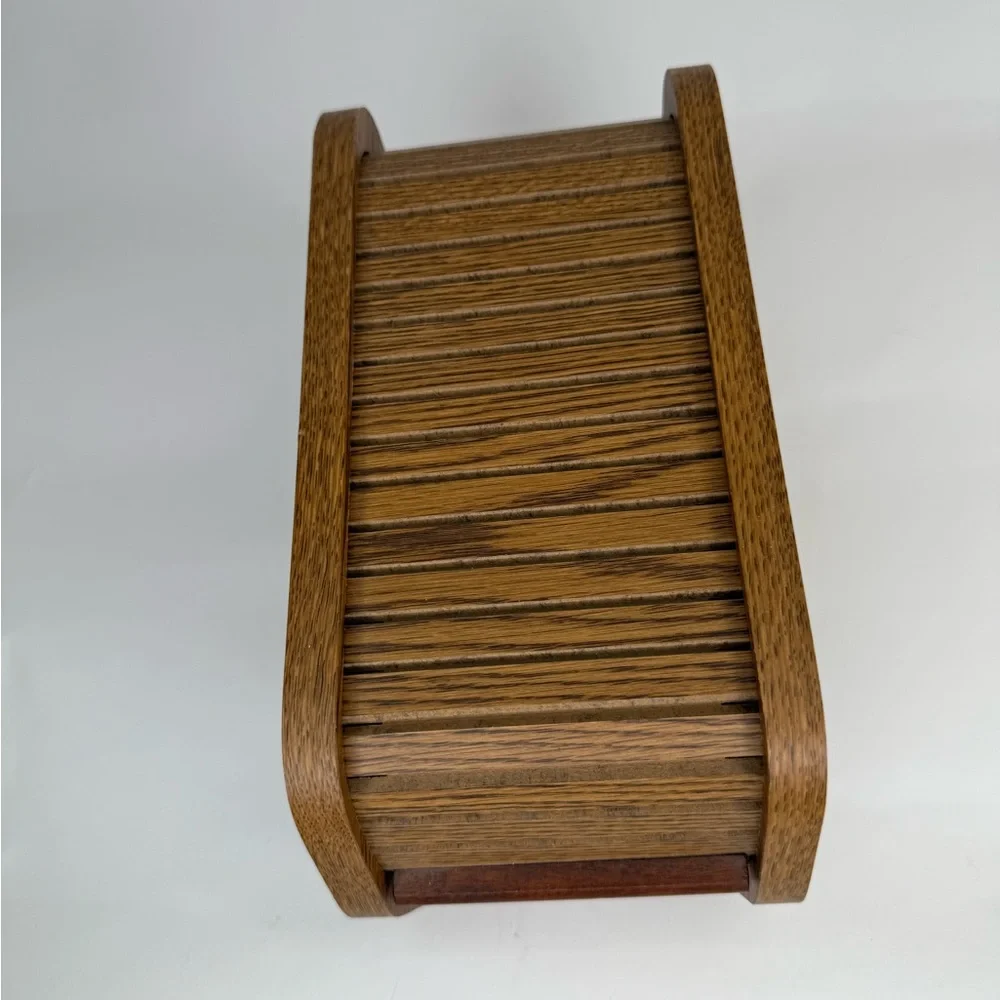 Vintage Wooden Floppy Disk/Recipe Holder with Sliding Lid